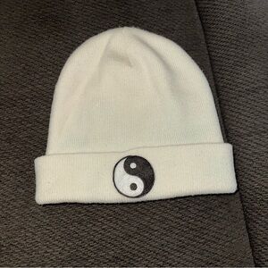 White Beanie with Yin Yang Patch